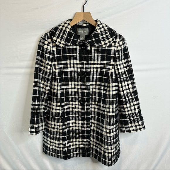 Ann Taylor Black and White Plaid Women's Coat size 4 - Picture 1 of 5